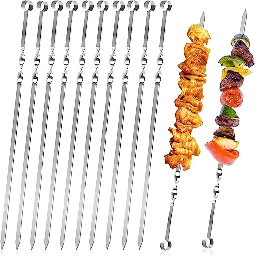 Set Of 5 Reusable BBQ Skewers, Roasting Needle Roasting Tool Brochettes Tong, Kabab Skewers Stick For Outdoor, Picnic Skewers Set Of 5 Reusable BBQ Skewers, Roasting Needle Roasting Tool Brochettes Tong, Kabab Skewers Stick For Outdoor, Picnic Skewers